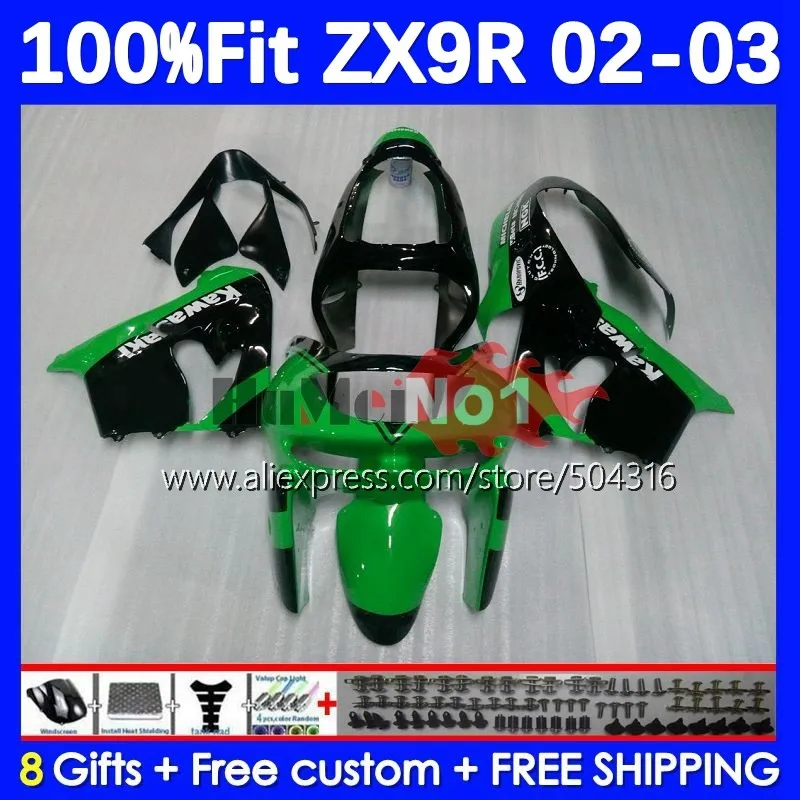 

OEM Kit For KAWASAKI NINJA ZX-9R ZX 9R 900 CC 9 R 181MC.8 ZX900 ZX9 R 900CC ZX9R 02 03 2002 2003 Injection Fairing Factory green