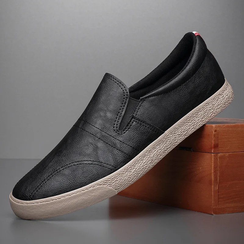 

New Men Leather Casual Shoes Man Spring Autumn New Fashion Simple Slip on Trend Flat Shoes Cool Loafers Men Shoes Sneakers New