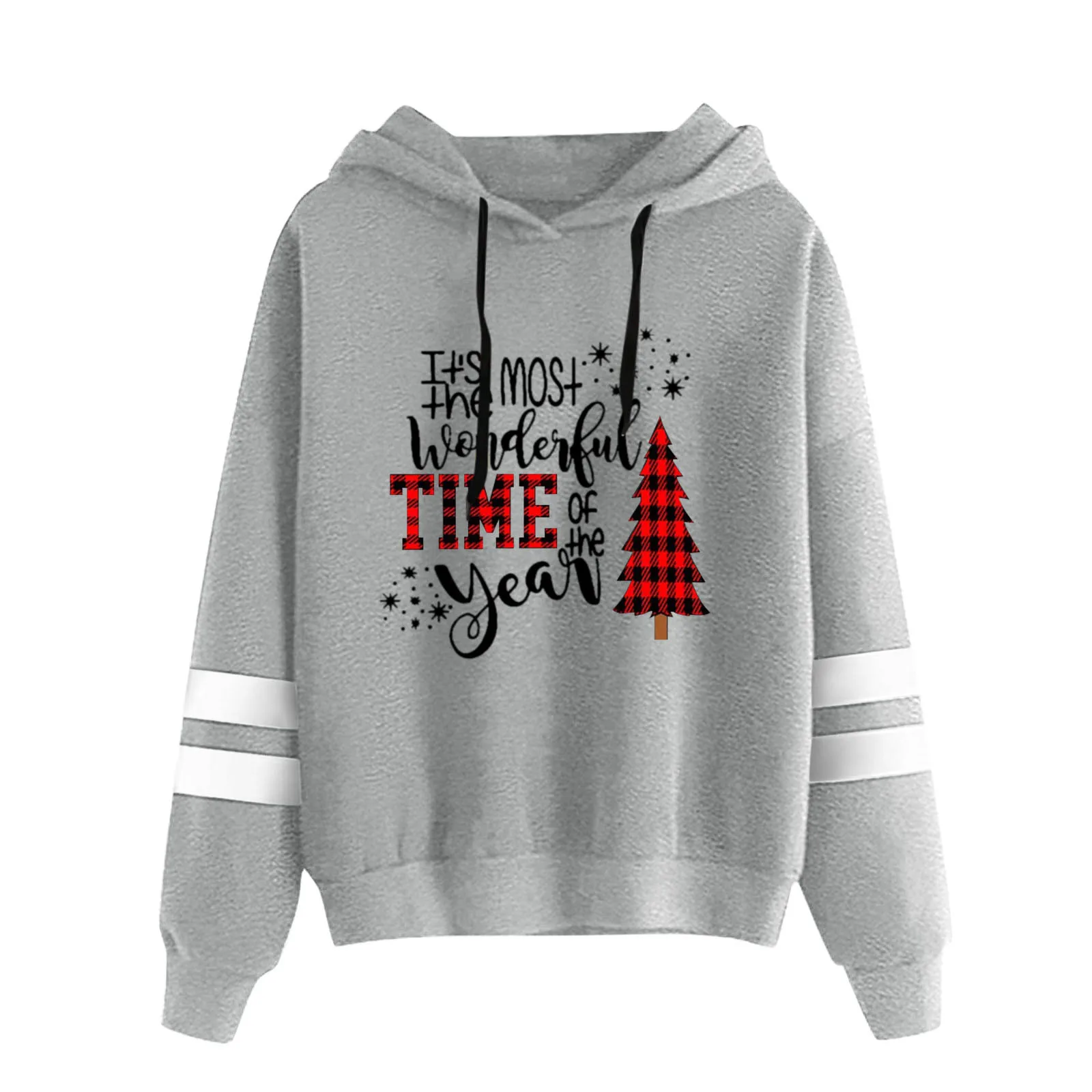 

Women Christmas Casual Loose Christmas Letter Printing Hooded Long Sleeves Sweatshirt Top