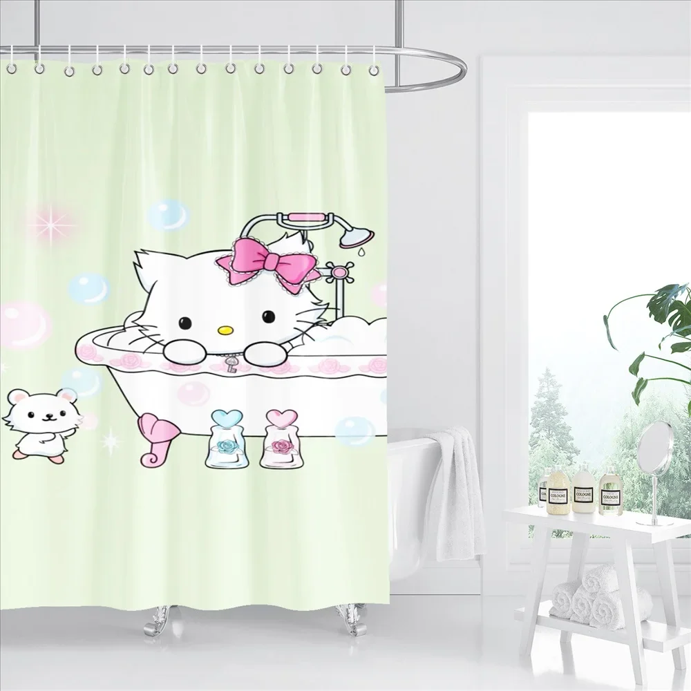 Hello Kitty Tuya занавеска для ванной комнаты набор душа декора белые шторы Screencute 120x180 см