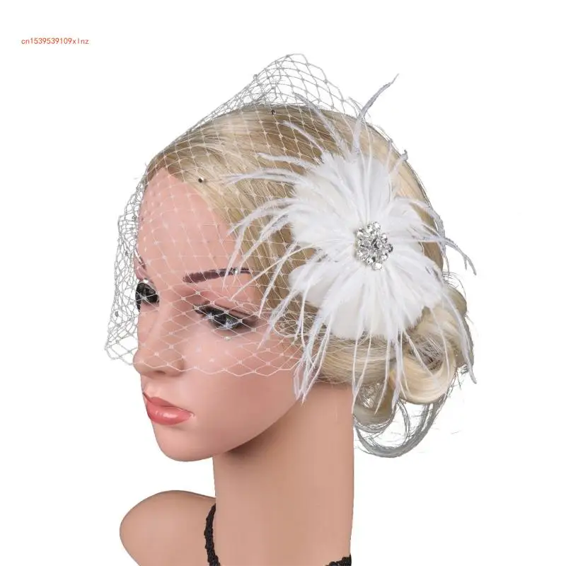 

Cocktail Party Flower Hair Pin for Tea Party Women Fascinator Cap Mesh Hair Clip