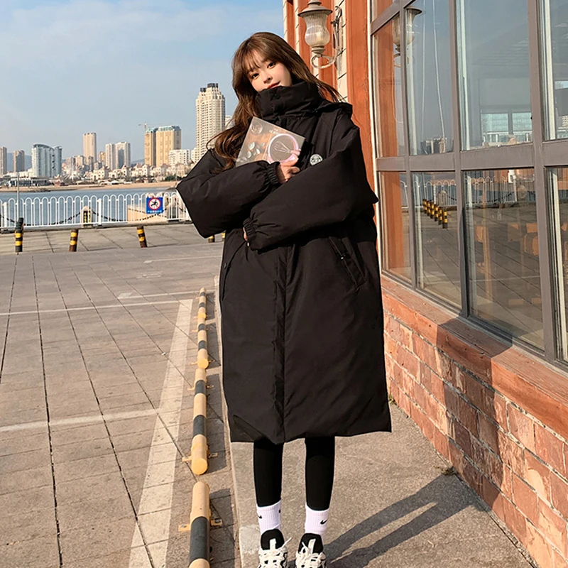 Women's Casual Winter Thick Jackets Hooded Zipper Warm Coats Long Parkas Cotton Padded Solid Casual Ladies Overcoat 2021 Trench