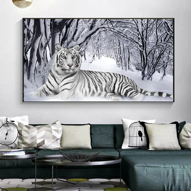 

5D Diamond Paintings White Tiger Full Diamond Art Embroidery Large Living Room Office Home Decor diy Diamond Cross Stitch Kits