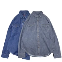 mens clothes are larger 100 cotton heavy wash denim shirt street style denim shirt for men denim jacket for overalls