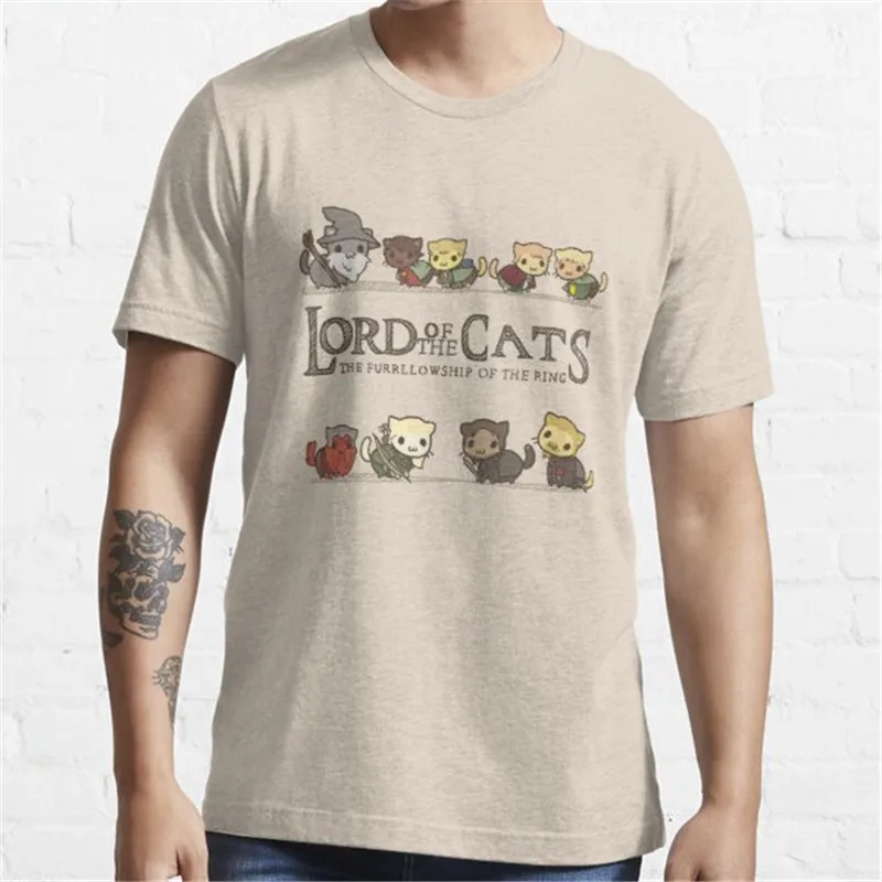 

Смешные футболки с надписью The Furrlowship of the Ring Essential, Высококачественная Мужская футболка с коротким рукавом, брендовая графическая футболка ...