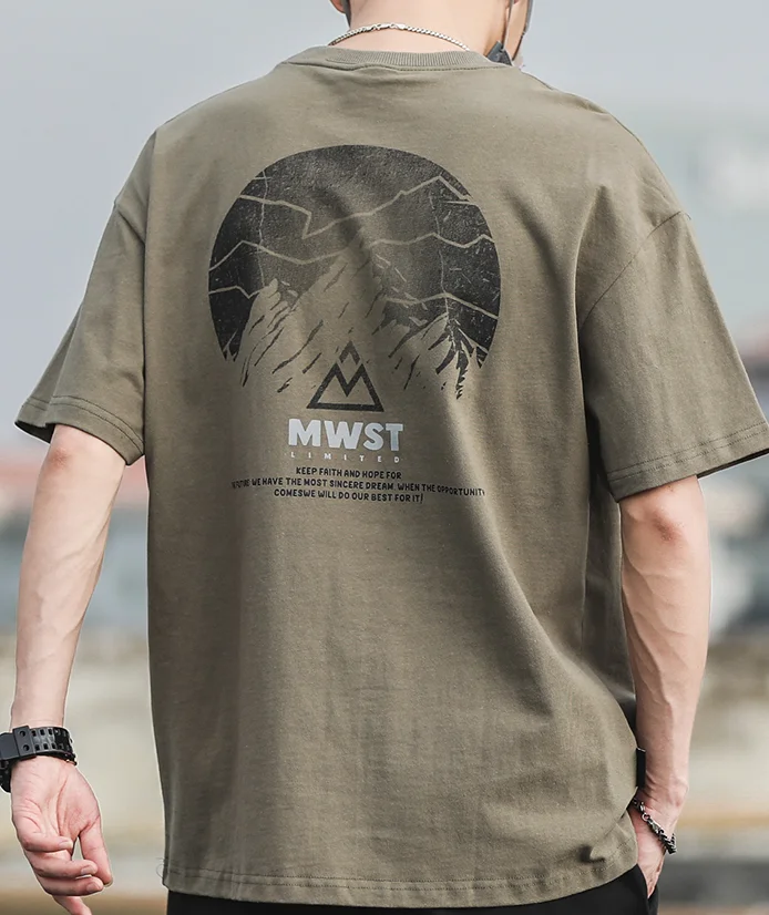 

Мужская футболка с коротким рукавом и принтом, свободного покроя