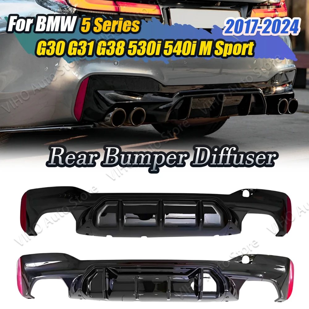 Фото Для BMW G30 530i 525i 540i M Sport 2017-2023 CS/M5 Стиль Задний бампер Разделитель губ G30 G31 M Спортивный диффузор Комплект кузова Спойлер №1