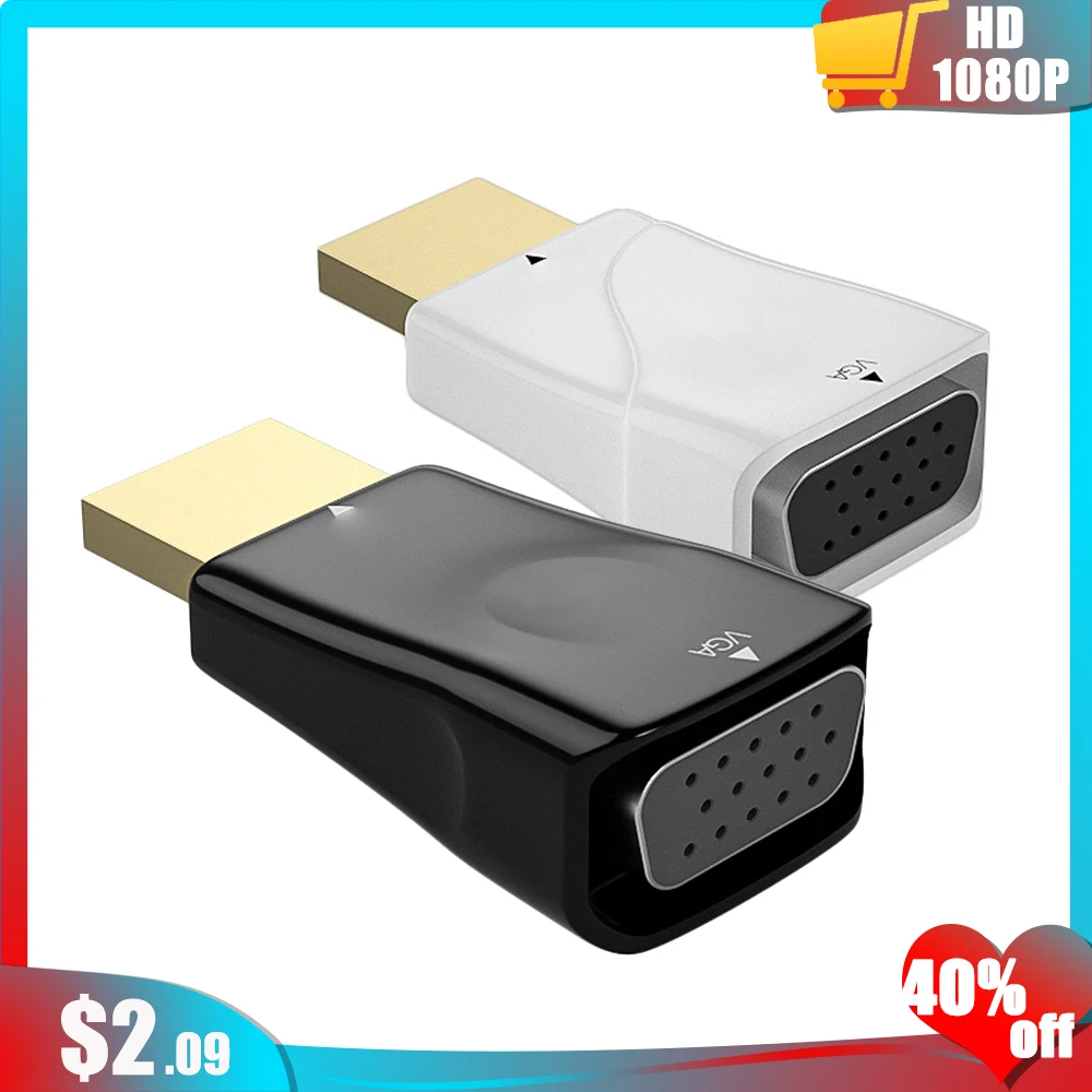 

HDMI-Compatible to VGA Converter Connector for PC Monitor HD 1080P VGA Output Adapter for Computer Gaming Box Tablet Laptop