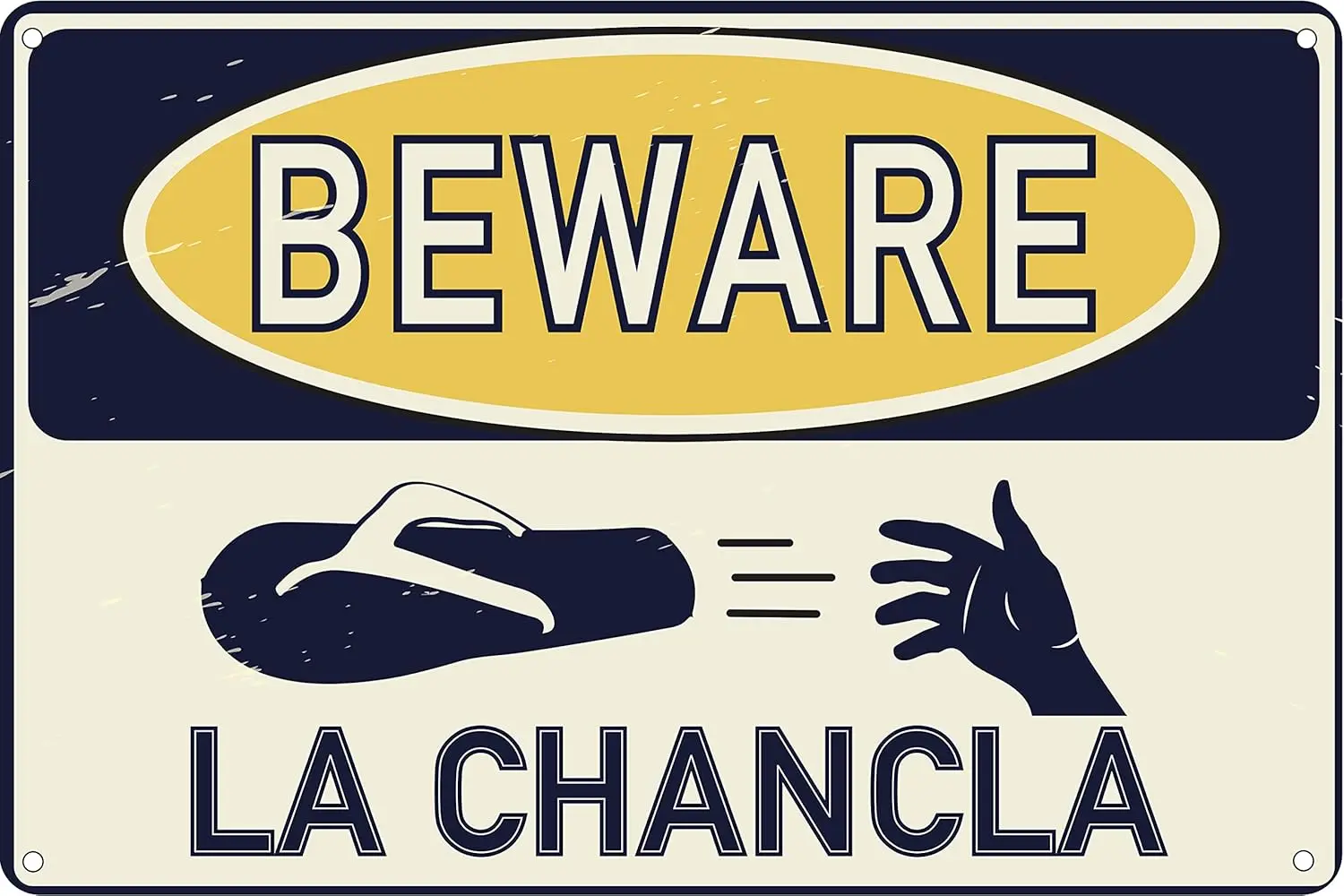 Остерегайтесь La Chancla 12 x 8 дюймов забавная жестяная вывеска латиноамериканский
