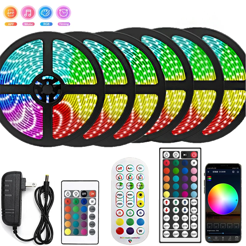 

12V Led Light Strip Bluetooth LED Strip Lights 20M RGB 5050 SMD Flexible Ribbon RGB LED Light 5M 10M Tape Diode EU/US Control