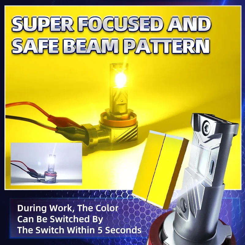 Автомобильные светодиодные противотуманные фары 2 шт. двухцветные переключаемые