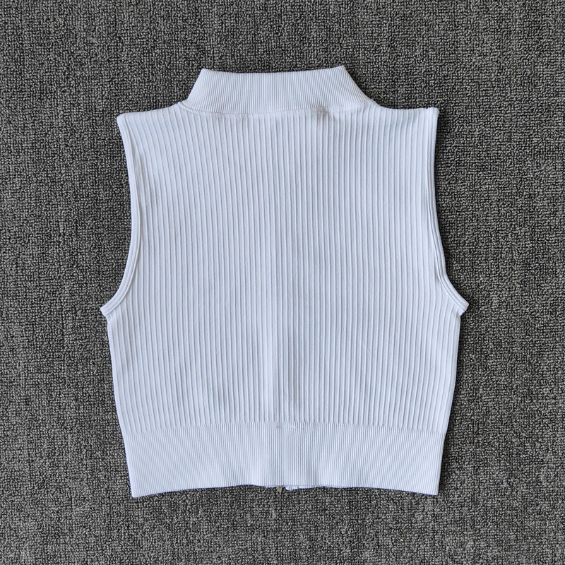 Seamless Women Athletic Zip Vest Running Yoga Tops High Neck Sleeveless Shirts Sports Top Fitness Women Workout Tops