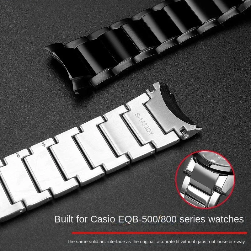 Фото Для Casio металлическая стальная полоса EQB-500/EQB-501/EQB-800 EQB-800BL сплошной изогнутый ремешок для часов 22 мм мужской ремешок для часов аксессуары №3