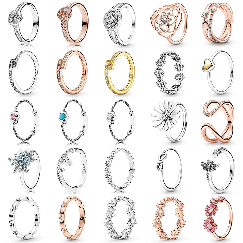 

Fashion 925 Sterling Silver Ring With Sparkling Double Halo Overlapping Crystal Princess Ring For Women Wedding Jewelry Gift