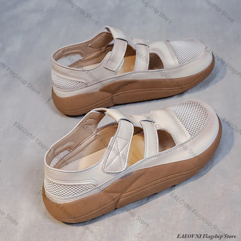 Summer Women Chunky Sandals Hollow Sneakers Ladies Breathable Heighten Platform Shoes Youth Girls Fashion Retro Trainers Shoes