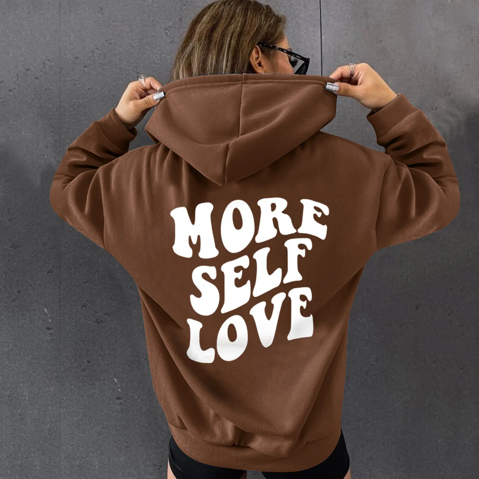 

Ladies Casual Sweatshirt Hooded Color-Blocking Fashion Top Long-Sleeved Women's Sweatshirts Whole Color Drawstring Casual Hoodie