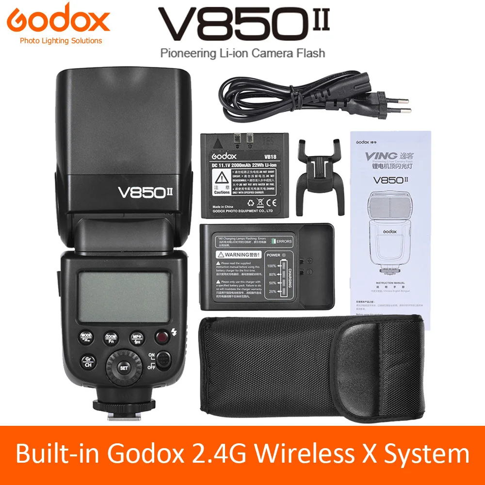 Godox V850II GN60 Off Camera 1/8000s HSS Flash Speedlite 2.4G Wireless X System Li-ion Battery for Canon Nikon DSLR Cameras | Электроника