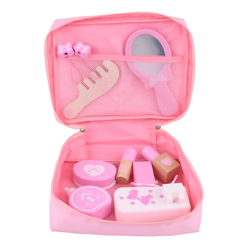 

Children's Cosmetic Princess Wooden Bag Simulation Girl Set Toy Makeup Fun Education