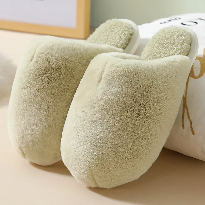 Concise Fluffy Slippers for Women Kawaii Fluffy Winter Warm Slippers Indoor Woman Winter Plush Slippers 5 Color Choose