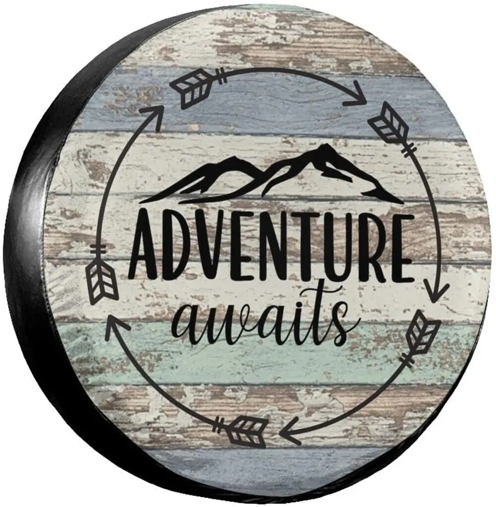 

Hitamus Adventure Awaits Spare Tire Cover Universal Wheel Cover Protectors Waterproof Dust-Proof for Wrangler Rv SUV Truck
