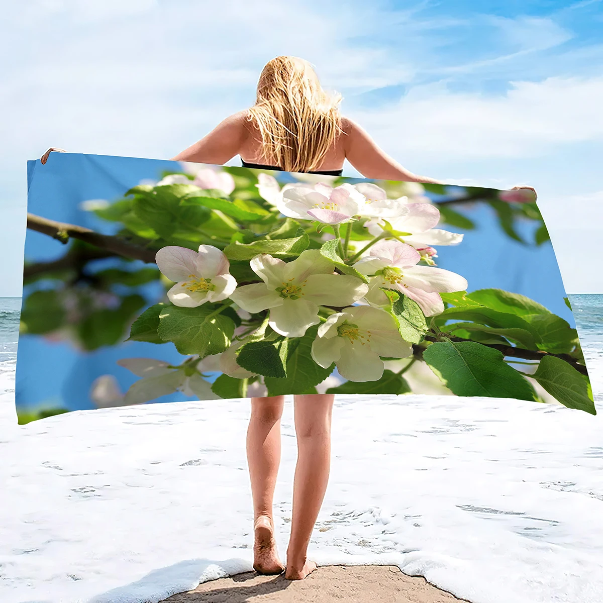 

Spring Wildflowers Pear Peach Blossom,Beach Towels Quick Dry Sand Free Microfiber Yoga Towel Beach Blanket Bath Sheets Towels