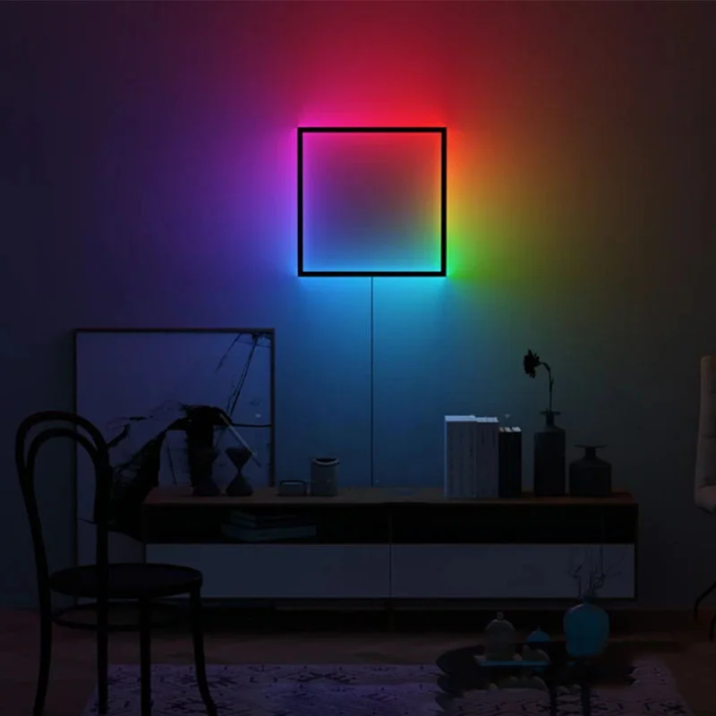 Modern personality creative designer wall lamp Bedroom bedside atmosphere light square RGB wall lamp