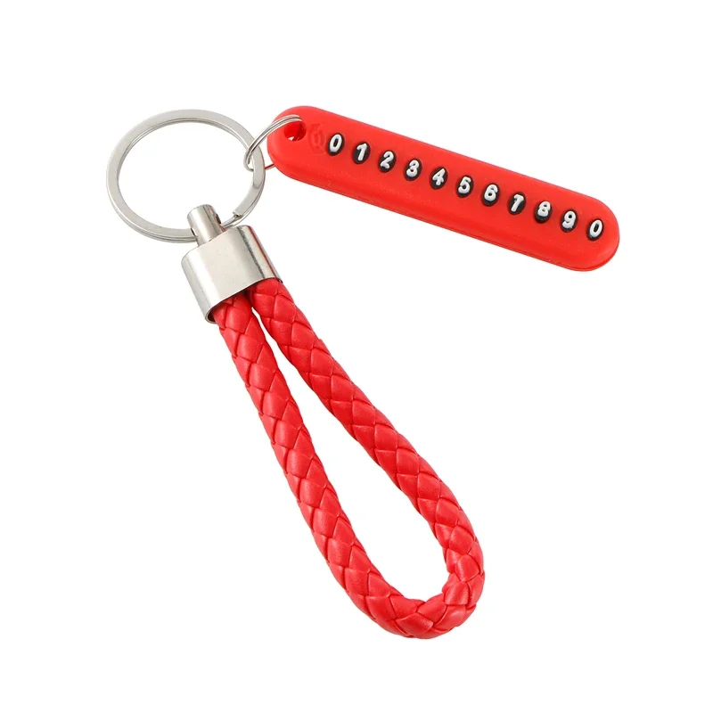 

5-цветный автомобильный брелок с защитой от потери и карточкой с номером телефона, универсальный кожаный кулон для ключей ручной работы, разрезные кольца, аксессуары для ключей