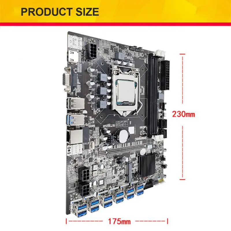 Материнская плата для майнинга B75 ЦП G1620 LGA1155 12 * PCIE на USB поддержка 2 DDR3 материнская