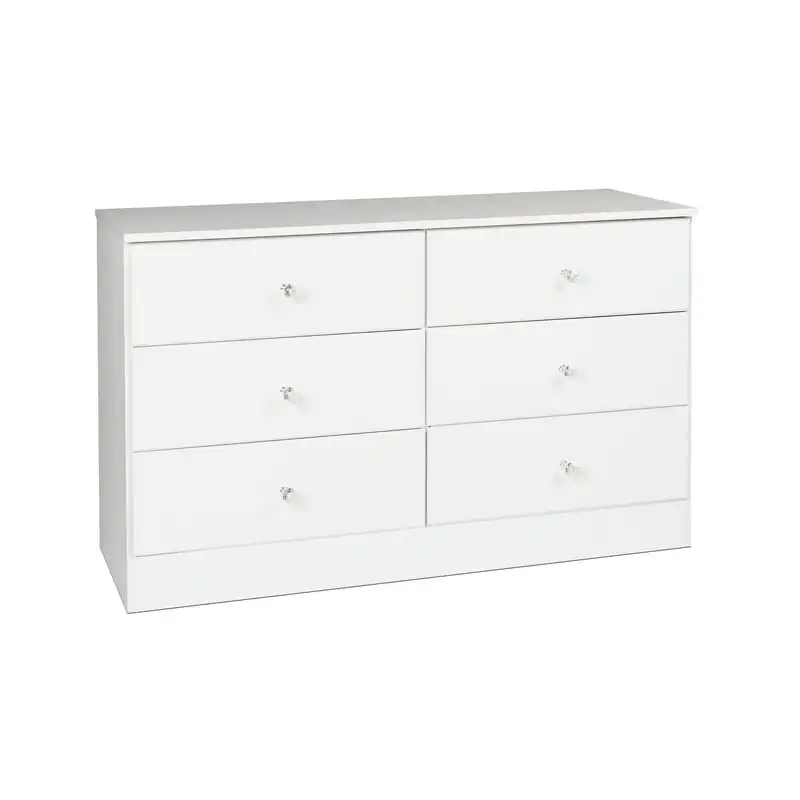 

Drawer Wooden Dresser with Crystal Knobs, 16" x 47.25" x 28.25", White
