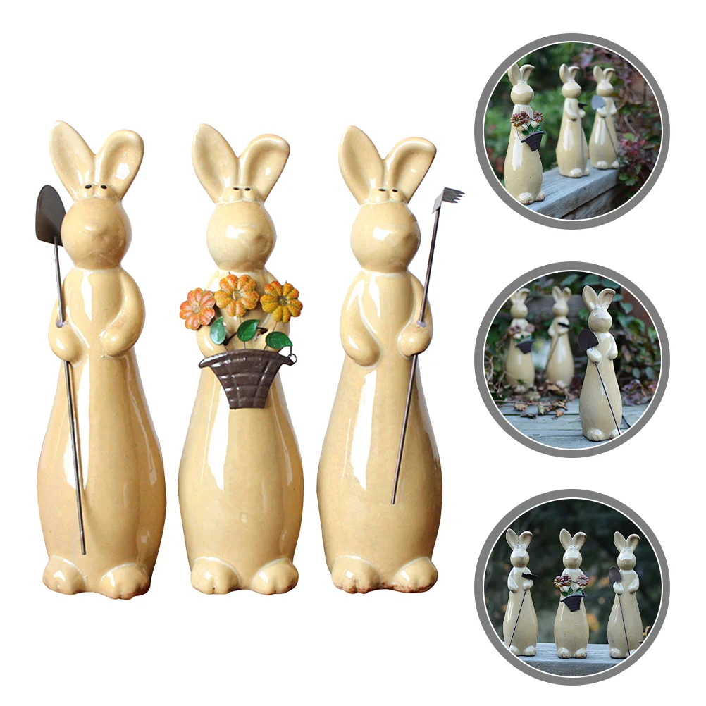 

Статуэтка Кролик Пасхальный, садовая Керамическая скульптура, декоративная настольная Весенняя статуя с животными