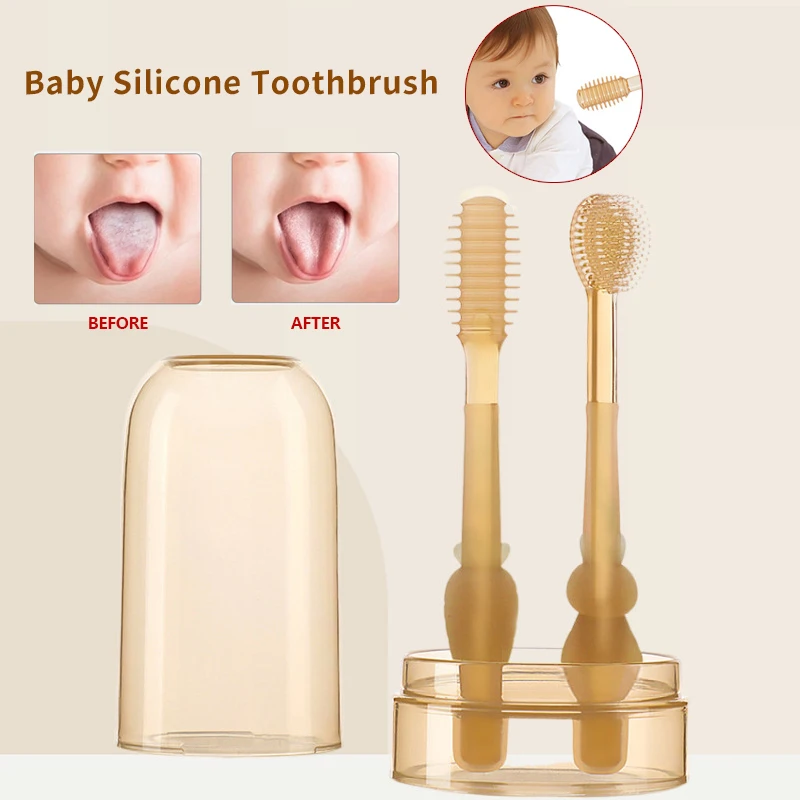 Baby Oral Care Set 360 Degree Cleaning Children Tongue Brush Kit Safe Infant Dental Care Toothbrush