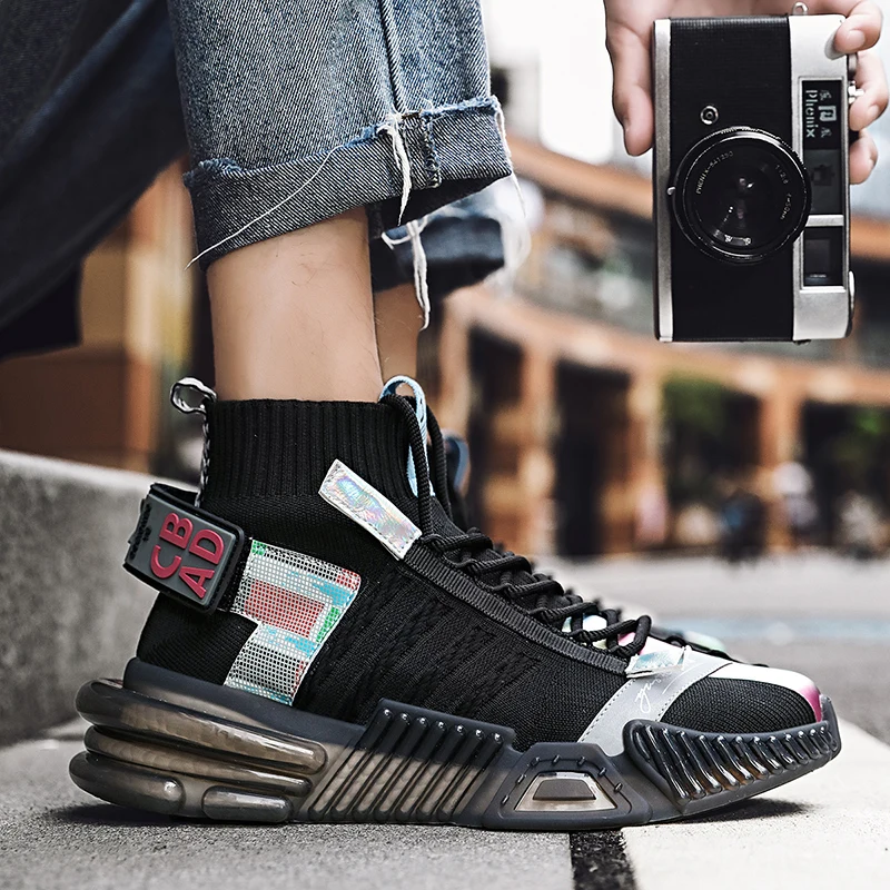 Men Spring Summer Fashion Tide Shoes Sneakers Male Breathable Casual Reflective Footwear High Quality High Top Sneakers