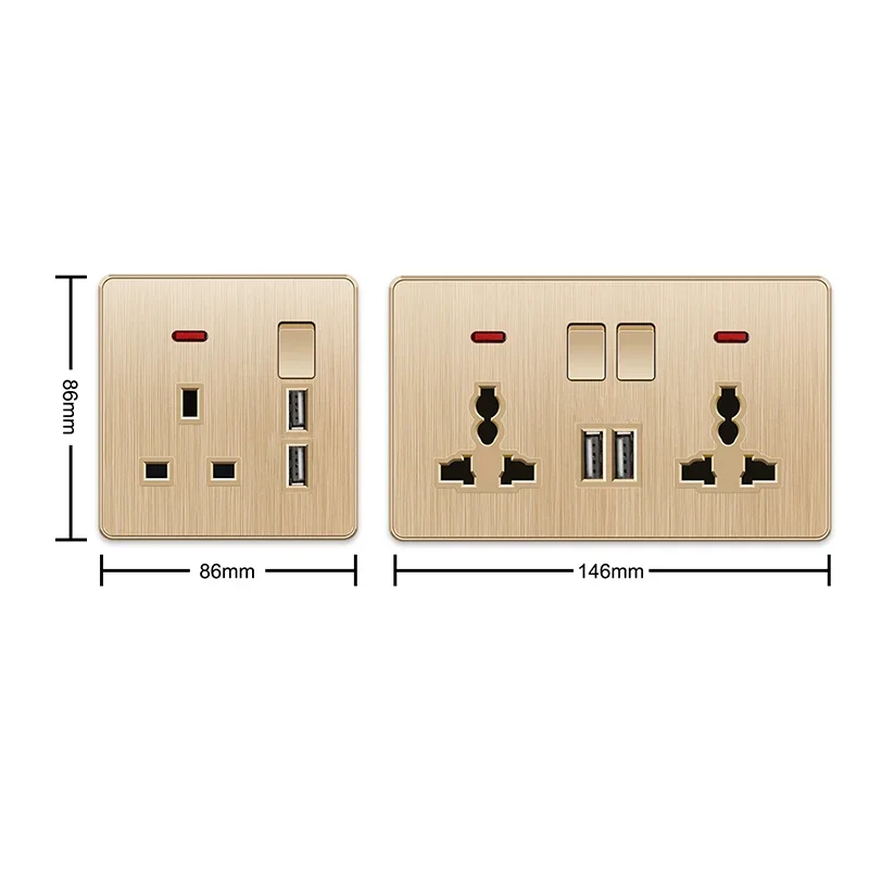 Стандартный выключатель света YINKA 13A Великобритании, двойная розетка с USB, настенный выключатель 1, 2, 3, 4 группы, AC110-250 В, пластик, тип 86146 (art.: 3920ce0dc879a) - 3920ce0dc879a