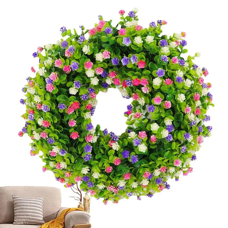 

Spring Summer Wreath Artificial Flower Wreath For Front Door 19.6inch Spring Green Leaves Spring Floral Wreaths Beautiful Wreath