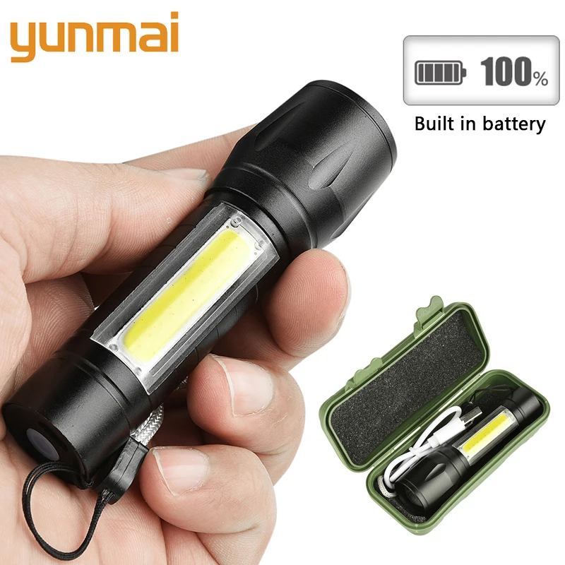 

Portable Q5 COB LED Flashlight USB Rechargeable Waterproof Tactical Camping Lantern Zoomable Focus Torch Light Lamp Night Lights