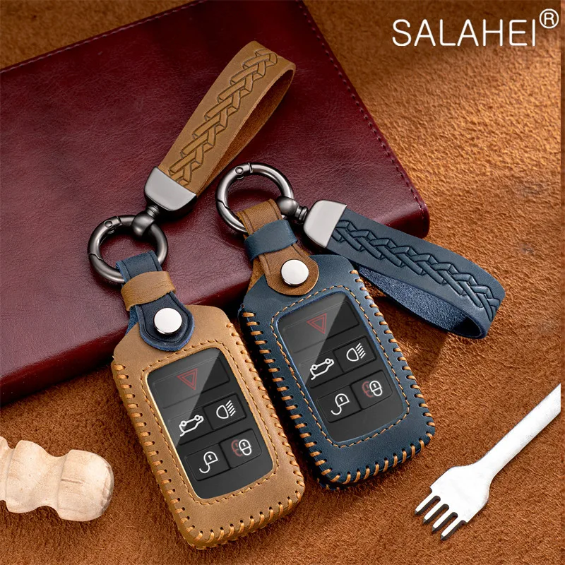 

Leather Car Key Case Cover Holder For Land Rover Range Rover Sport Discovery 3 4 Evoque Freelander Jaguar XF XJ XE XJL XFL C-X16