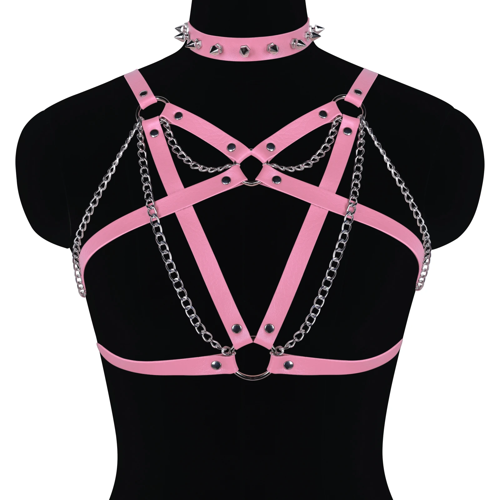 

Women Bondage Body Harness Cage Fetish Rave Goth Harness Garters Leg Stocking Garter Belt Sexy Lingerie Wear Pole Dance