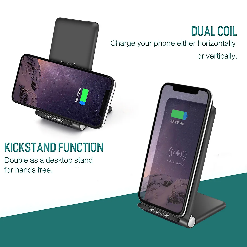 GYSO Foldable Wireless Charger Pad Stand Fast Charging For iPhone 14 13 12 Pro Max X Xiaomi Sansung S9 S10 S20 S21 Qucik Charger