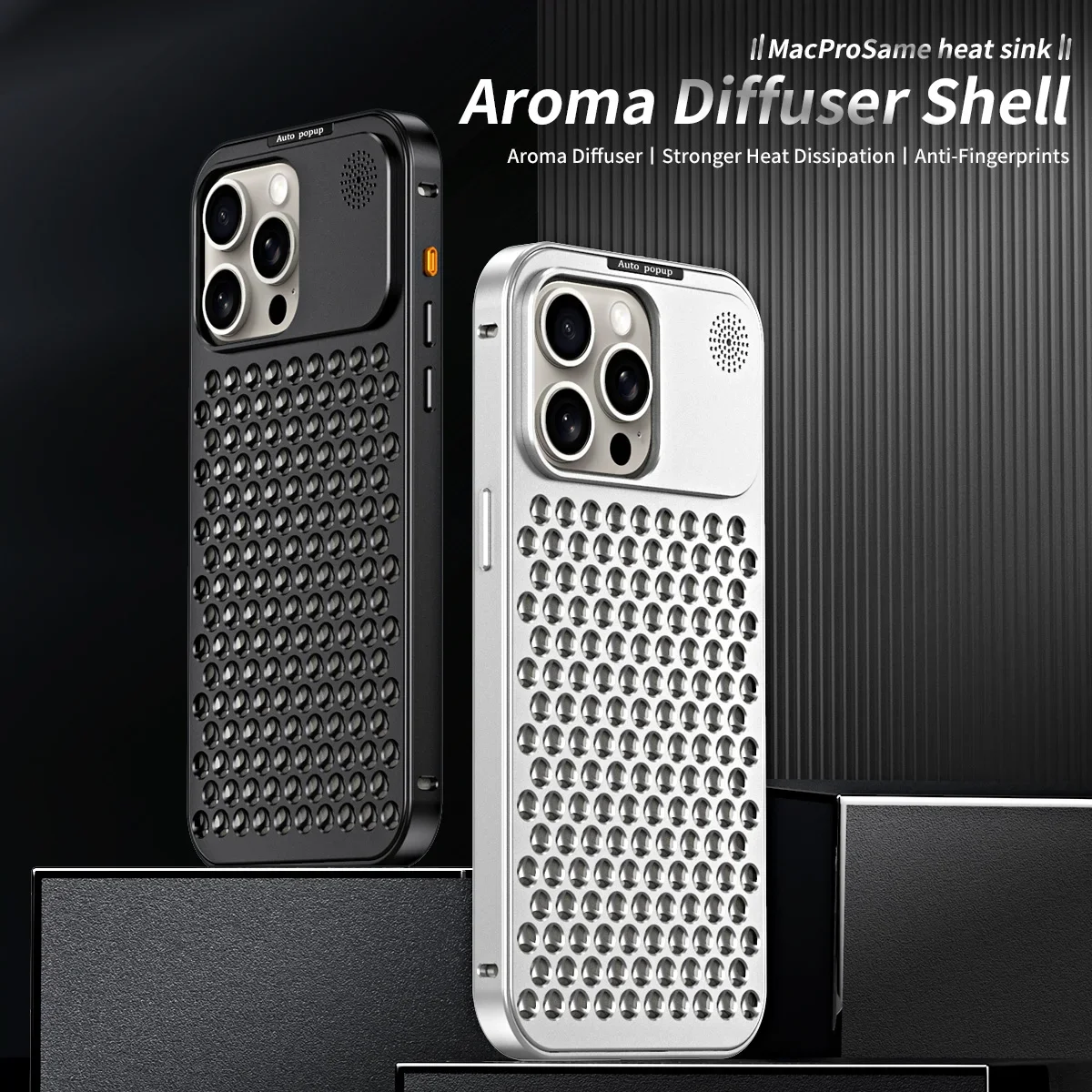 

Detachable Metal Heat Dissipation Phone Case For Iphone 12 13 14 15 Pro Max 15 Plus Aluminum Aroma Diffuser Cooling Phone Cover