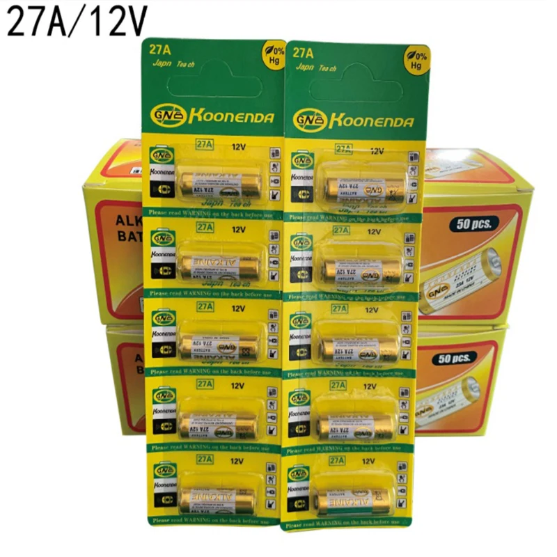 

SUYIJIA 10pcs 27A 12V Dry Alkaline BatteryA27 For Doorbell Car alarm Remote control G27A MN27 MS27 GP27A A27 L828 V27GA ALK27A