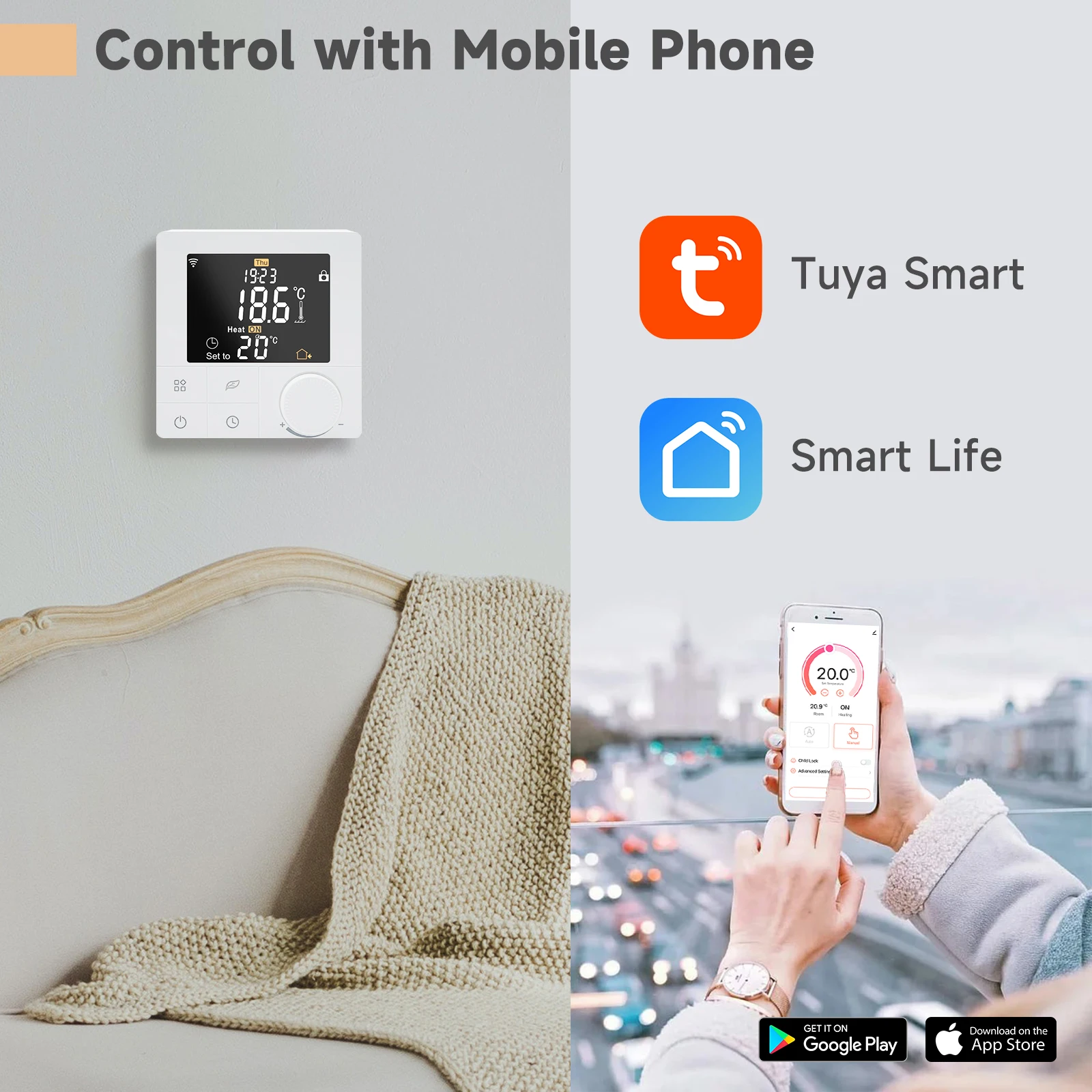 Умный термостат для подогрева пола Tuya Wi-Fi контроллер температуры