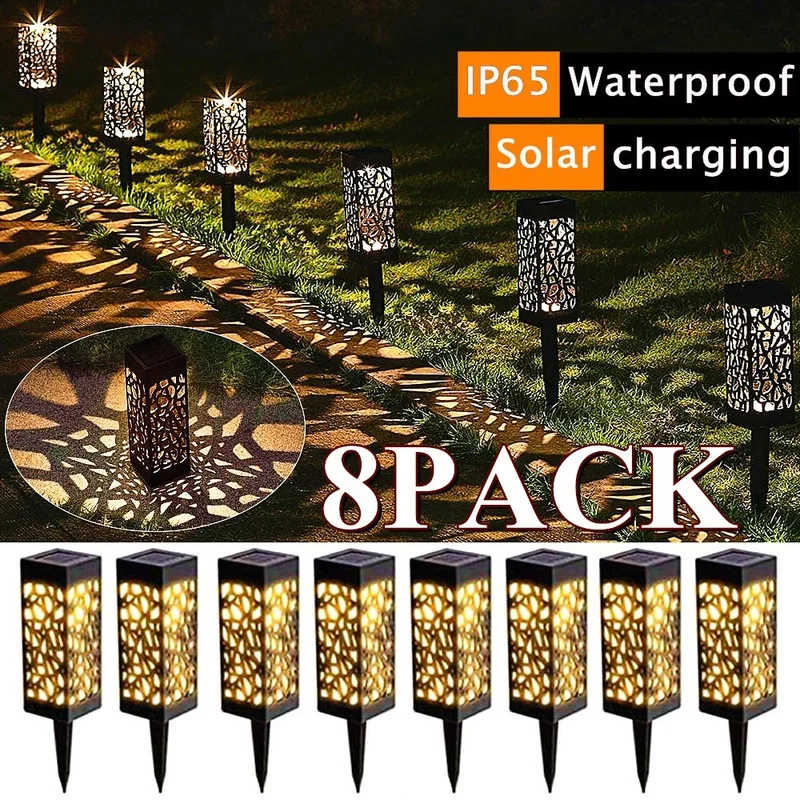 Solar Lights Outdoor with Solar Panel Pathway Lights IP65 Waterproof Garden Lights Auto ON/Off for Landscape Pathway Patio Decor