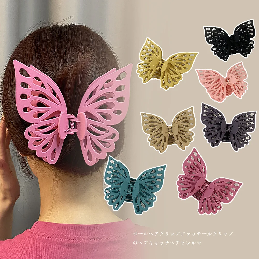 

Заколка для волос в виде бабочки, двухслойный зажим для волос с матовой акулой, украшение для волос для пожилых людей, большие размеры