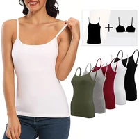 shaperin solid padded tops 2022 summer autumn sleeveless tunic casual women with shelf bra underwear lady white camisas chemise