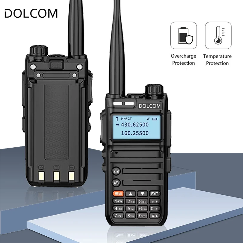 DOLCOM Walkie Talkie Ham Two-way Radio Stations Long Range Walkie-talkies Profesional UHF VHF USB Type C Charger 5W GMRS enlarge