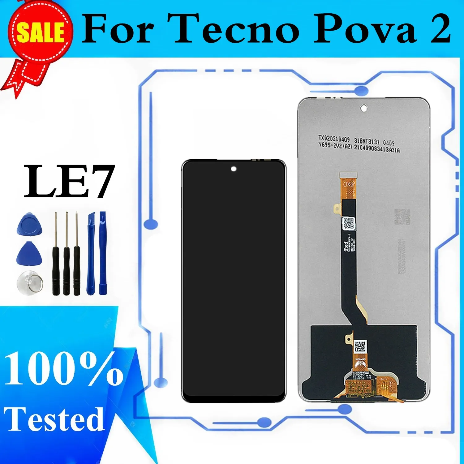 

LCD For Tecno Pova 2 LE7 LCD Display Touch Screen Digitizer Assembly Tecno Pova2 LCD Repair Replacement Parts