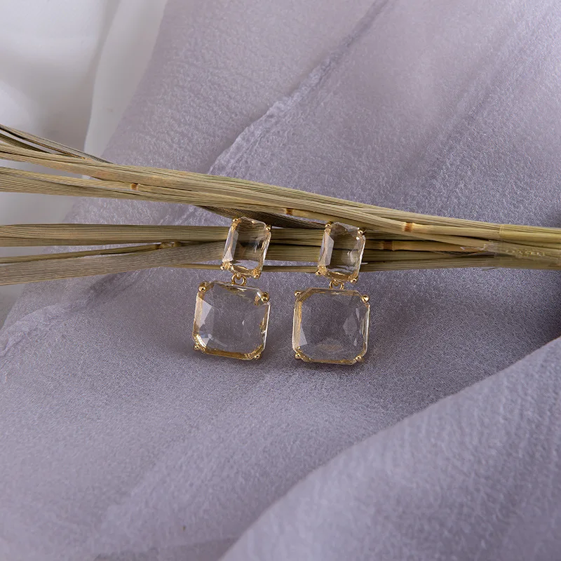 Корейские новые дизайнерские модные украшения двойные квадратные серьги