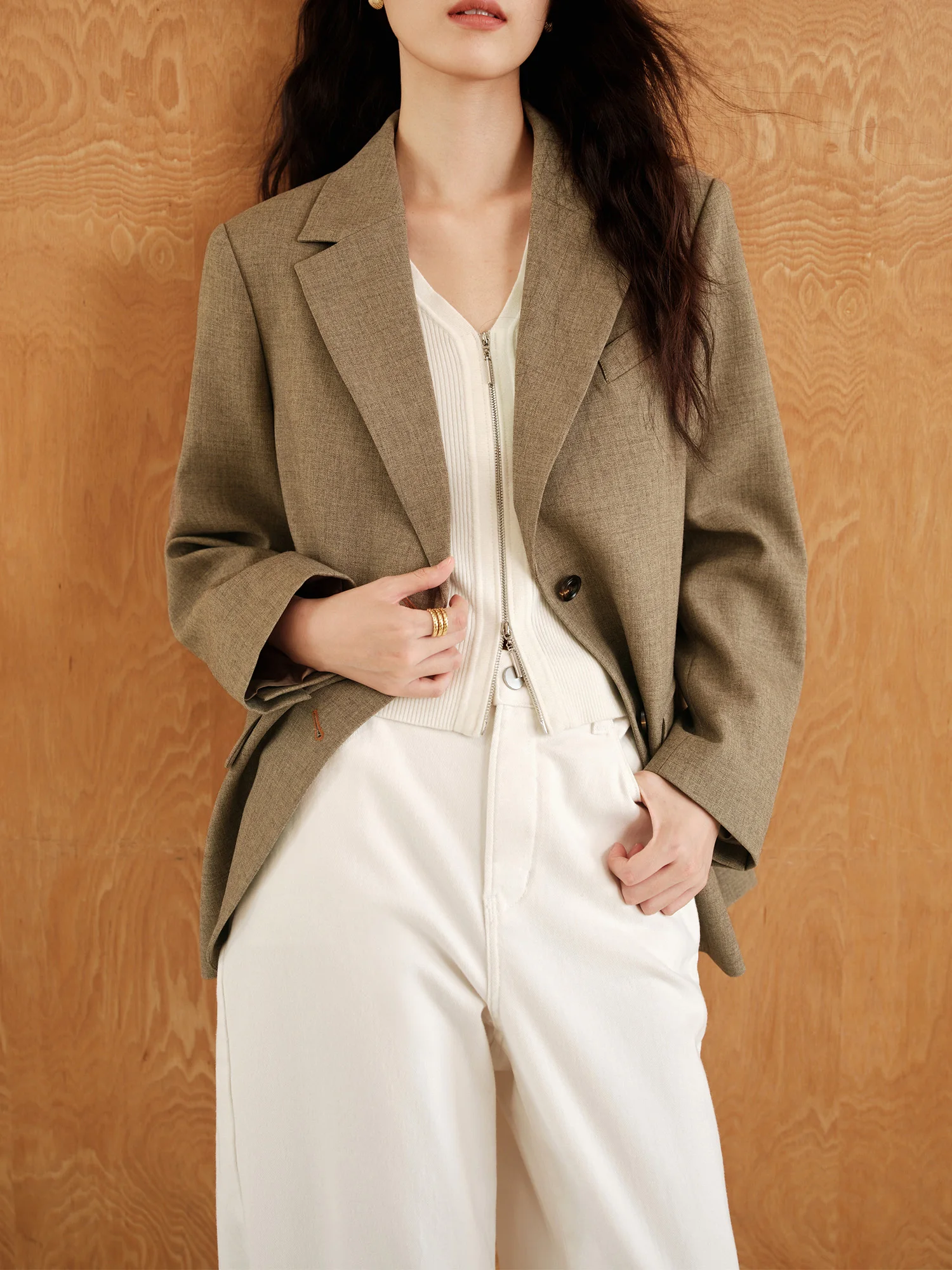 Женский однотонный костюм в стиле ретро DUSHU