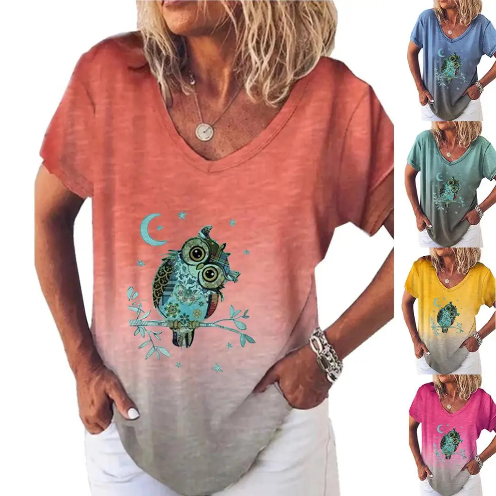 

Футболка с мультяшным принтом животных, трендовый милый топ с коротким рукавом, женская модная повседневная одежда, женская летняя футболка с принтом, футболки