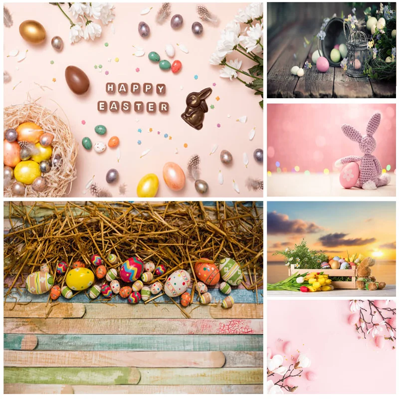 

Vinyl Custom Easter Eggs Photography Backdrops Photo Studio Props Spring Flowers Child Baby Portrait Photo Backdrops 2218 KL-05